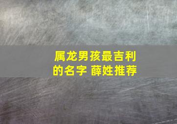 属龙男孩最吉利的名字 薛姓推荐